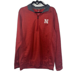 Adidas Climawarm Nebraska Team Issue Quarter Zip Fleece Jacket Red Grey men's L